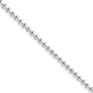 2.3mm Sterling Silver, Solid Beaded Chain Necklace, 24 Inch